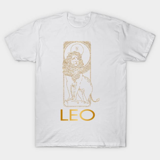 Golden Leo Zodiac Sign T-Shirt by xposedbydesign